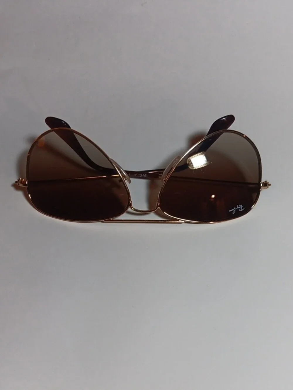 Ray-Ban Gold Frame Aviator Sunglasses with Brown Lenses